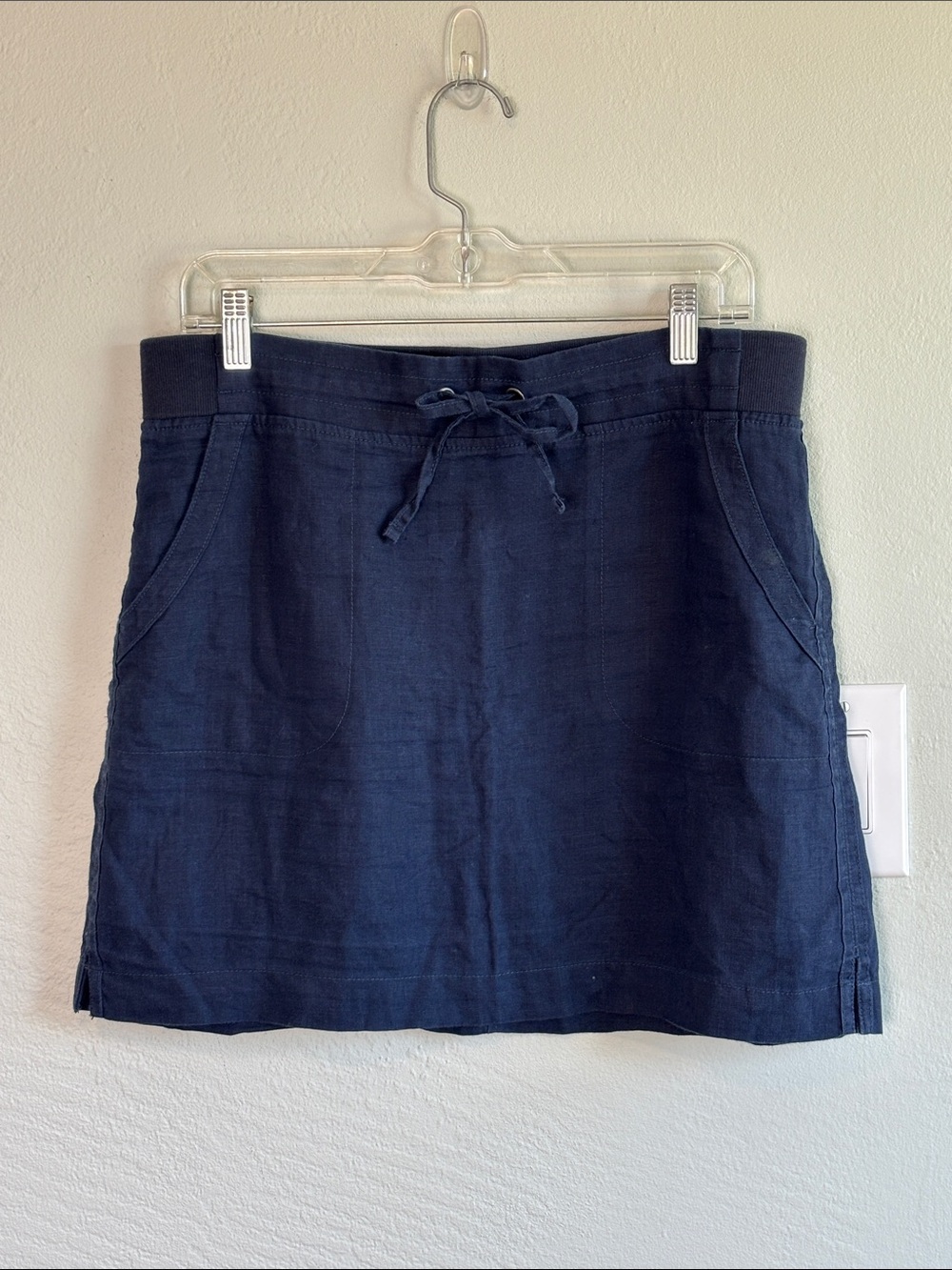 Bundle 2/$30! Athleta Linen Navy Blue Drawstring Casual Skirt Coastal Pull On